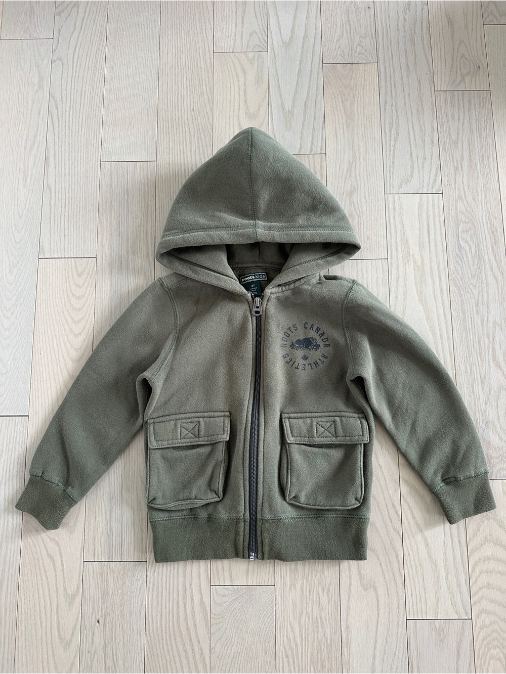 ✨Roots Kids Olive Green Hooded Sweatshirt Size 4T